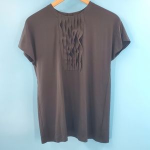 Akris Punto black ruffled short sleeved top size 12